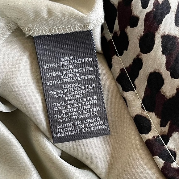 Vince Camuto Beige Brown Cheetah Animal Print Cowl Neck Draped Back Dress SZ 8 - Picture 8 of 11